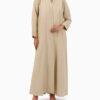 Model wears Beige Linen Abaya