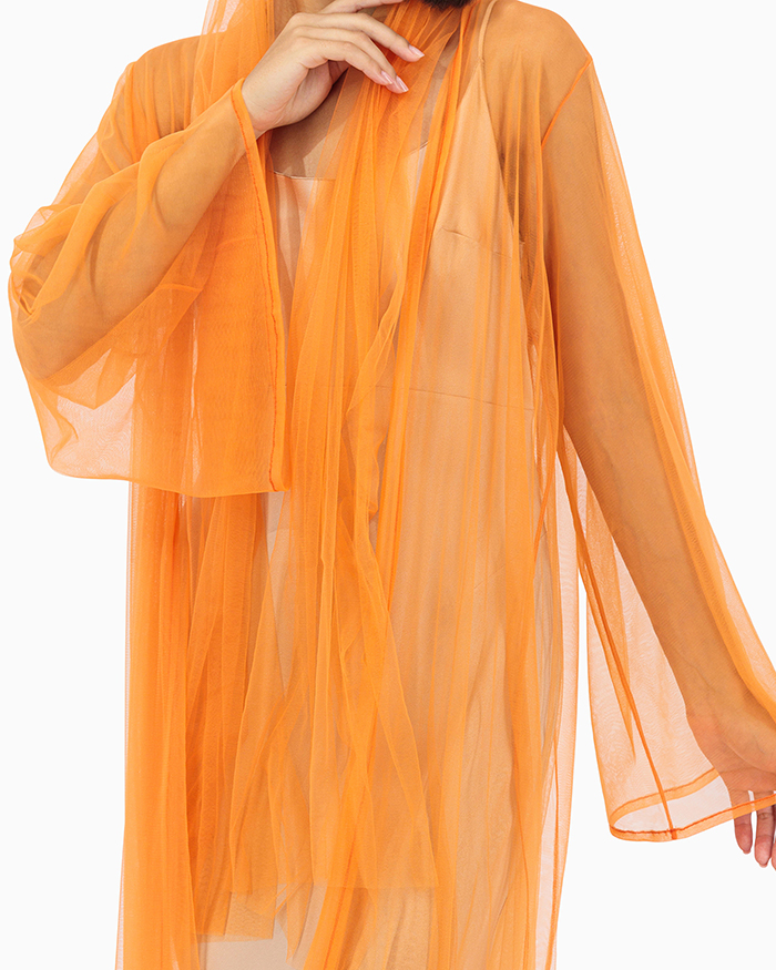 Model wears Orange Wedding Abaya